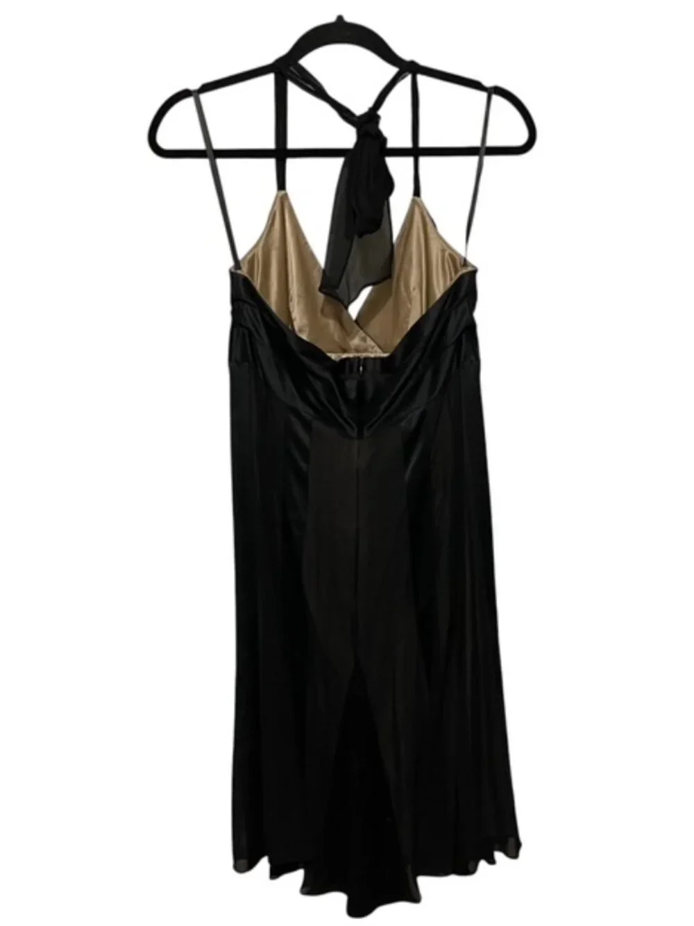 BCBGMAXAZRIA Y2K Black Silk Halter Cocktail Dress EUC - Picture 3 of 6
